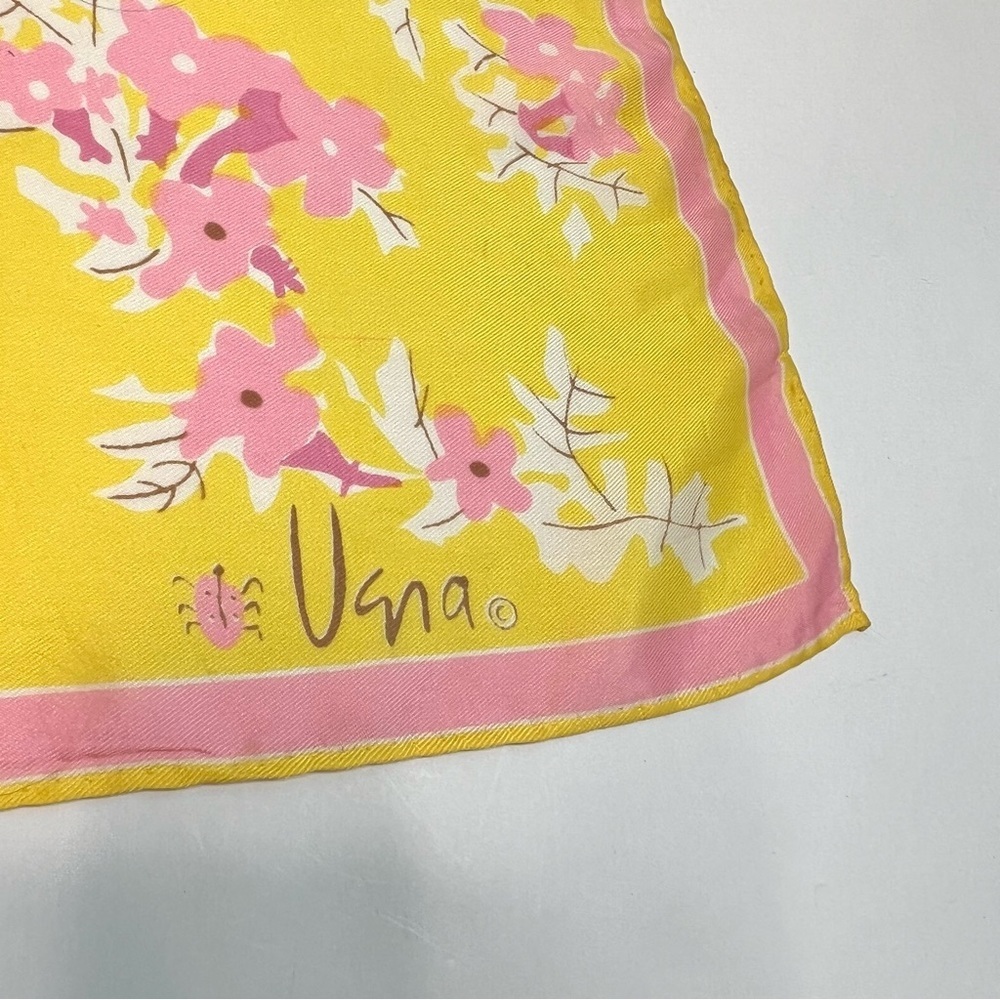 Vintage Vera Neumann Yellow Pink Floral Scarf - Picture 9 of 11